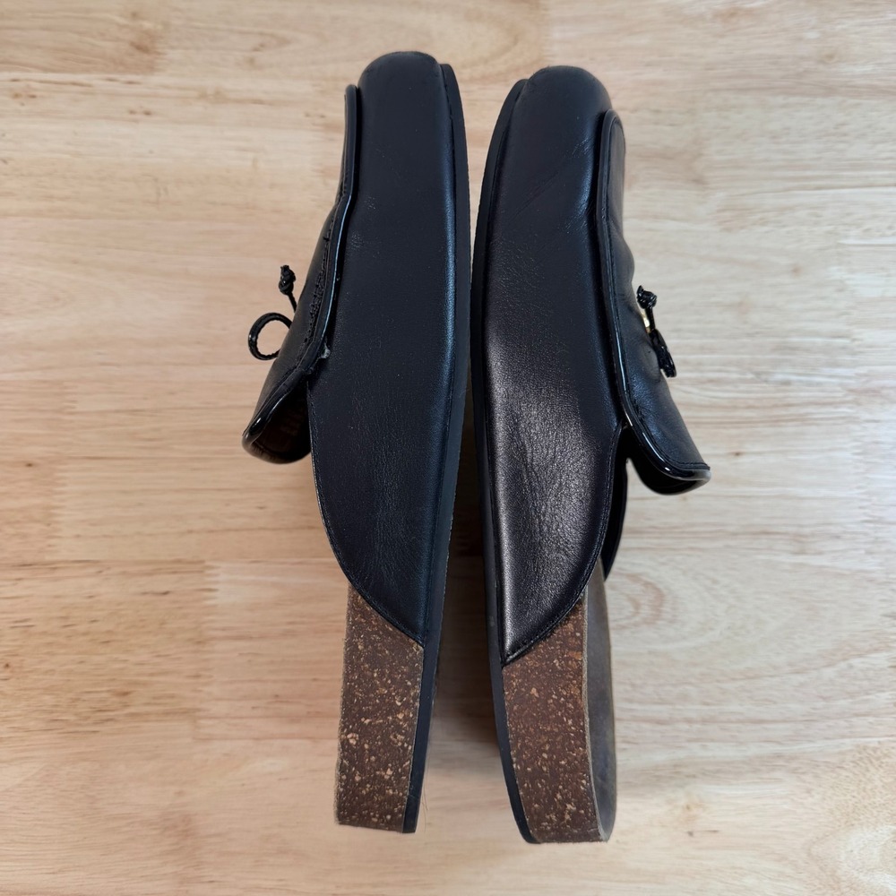 Tory Burch Charm Mules Women's Black Leather Slip-On Round Toe Comfort - 9 - Picture 9 of 12